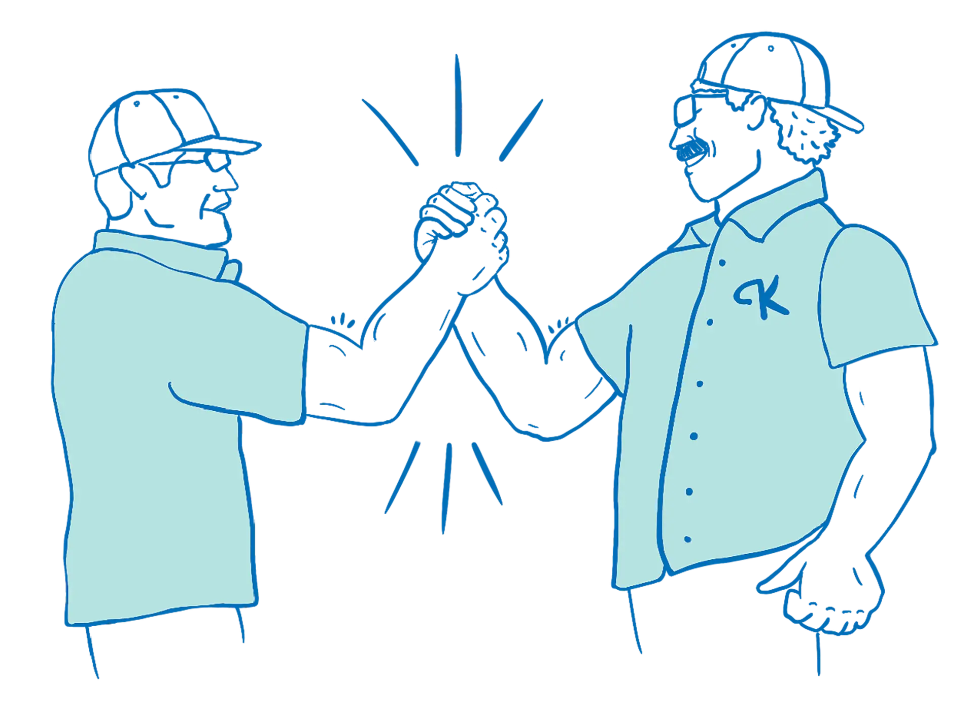 Illustration of two Pool Keepers technicians shaking hands