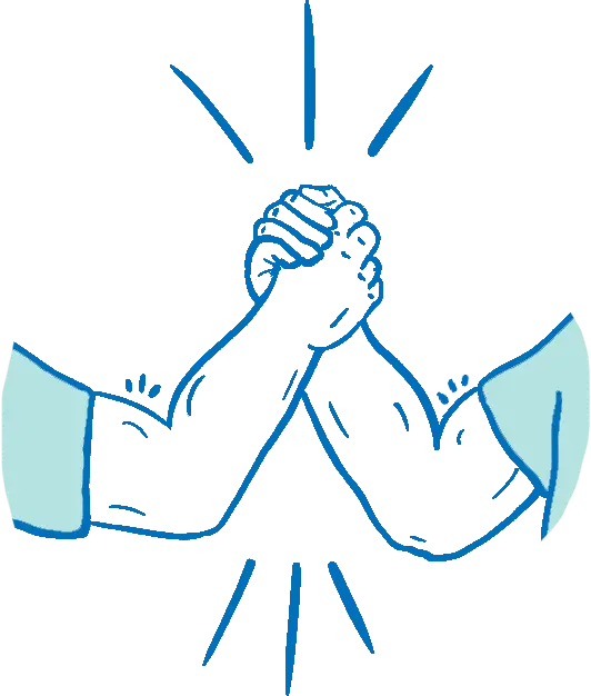 Clasped hands handshake illustration